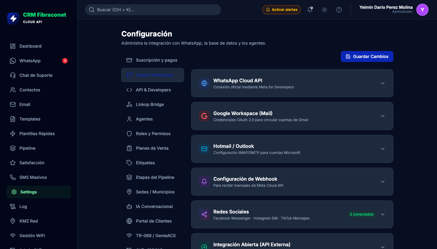 Integraciones y configuración